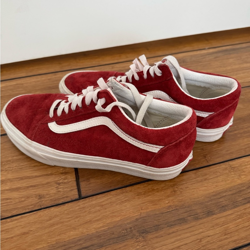 Red Vans old skool suede sneakers